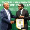 CAF president (left), Dr Patrice Motsepe, with UCT VC Prof Mosa Moshabela